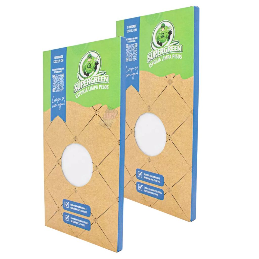 ESPONJA MÁGICA SUPERGREEN KIT C/2 LIMPA PISOS PAREDES AZULEJOS REMOVE MANCHAS SEM PRODUTOS QUÍMICOS