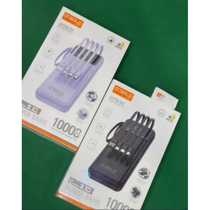 Carregador Power Bank Com 4 Cabo 10000mah Agold BTE-18
