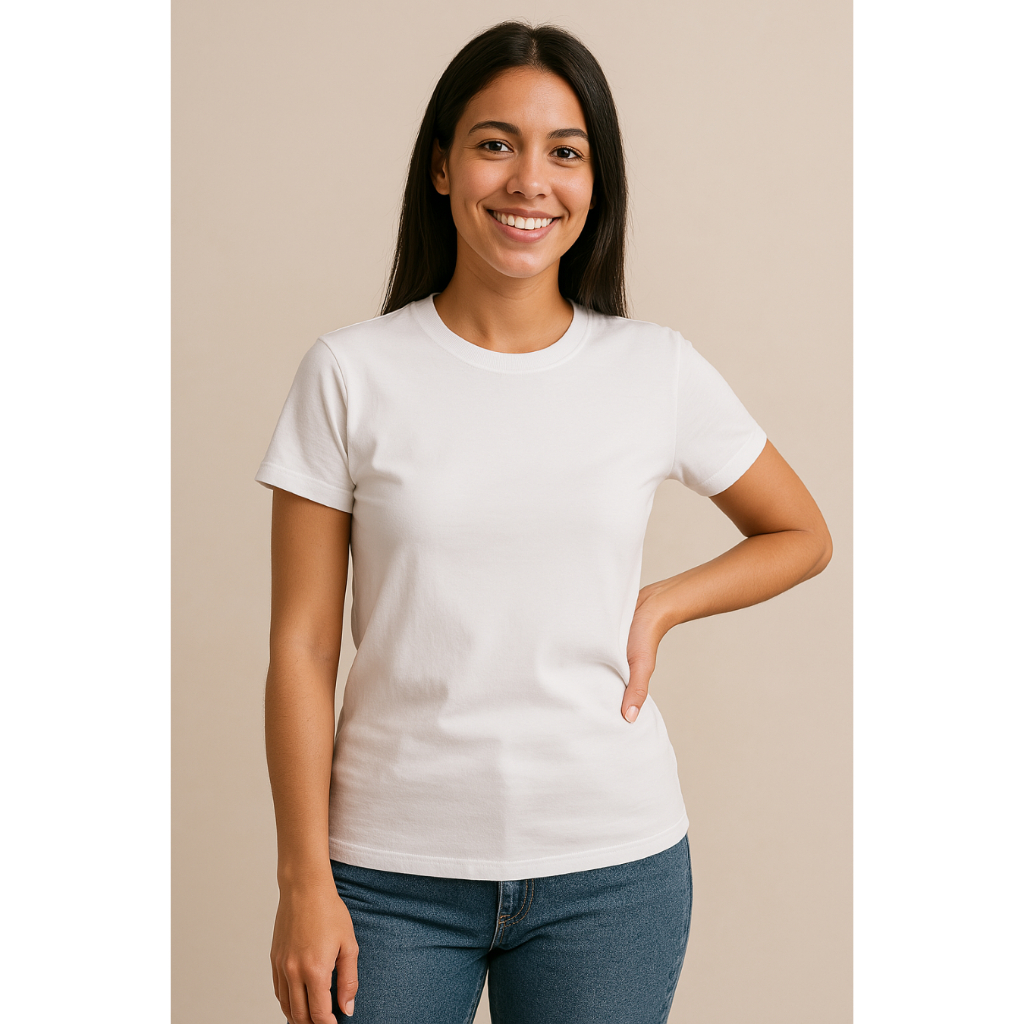Camiseta Blusinha Tshirt Feminina Basica 100% Algodão Estilosa Trabalho Uniforme Farda