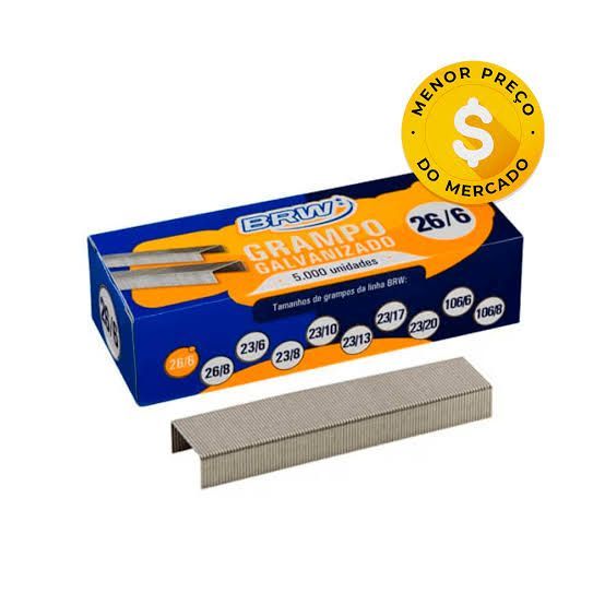Grampo 26/6 Galvanizado C/ 5000 Und Brw