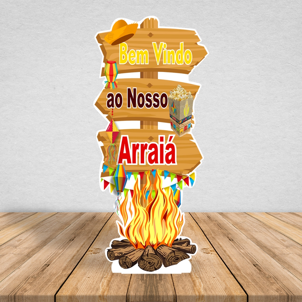 Totem Placa Display MDF Adesivado Pézinho Festa Junina Setas Placa 65cm em Oferta na Shopee