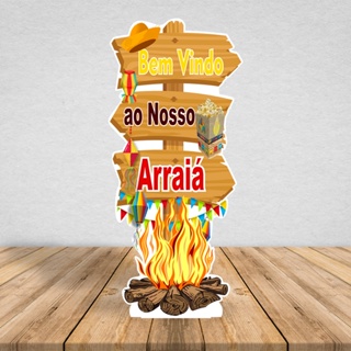Totem Placa Display MDF Adesivado Pézinho Festa Junina Setas Placa 65cm em Oferta na Shopee