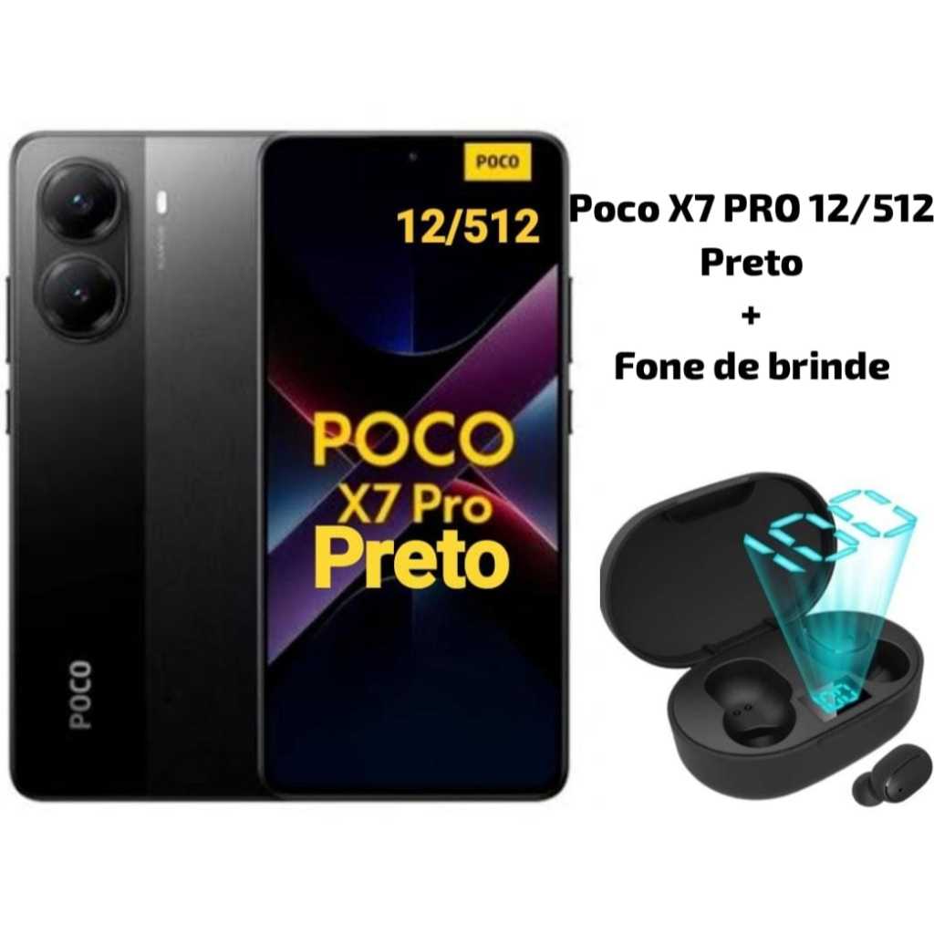 Xiaomi Poco X7 Pro 5G 12/512GB NOVO+ FONE DE BRINDE "COR NA DESCRIÇÃO"