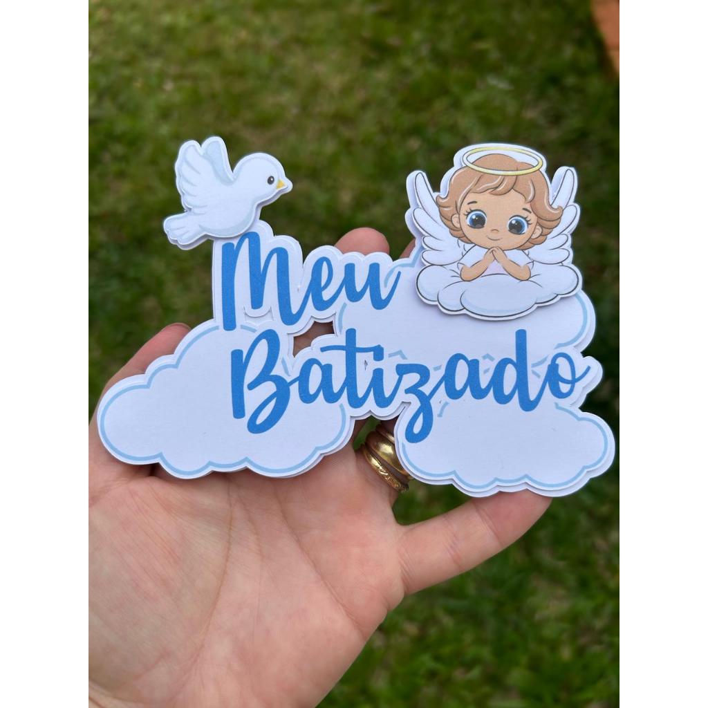 ENVIO RÁPIDO - Topo de bolo para batizado -Batizado  personalizado - Crisma - Primeira Comunhão