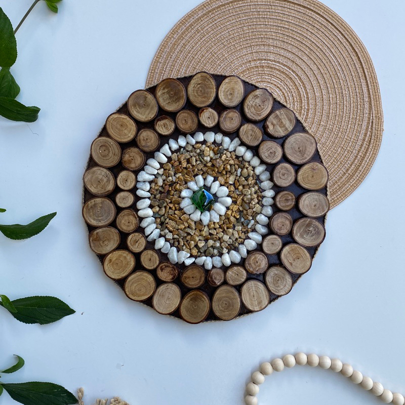 Imagem Mandala 30cm decorativa quadro para parede estilo boho artesanato decoração rústica