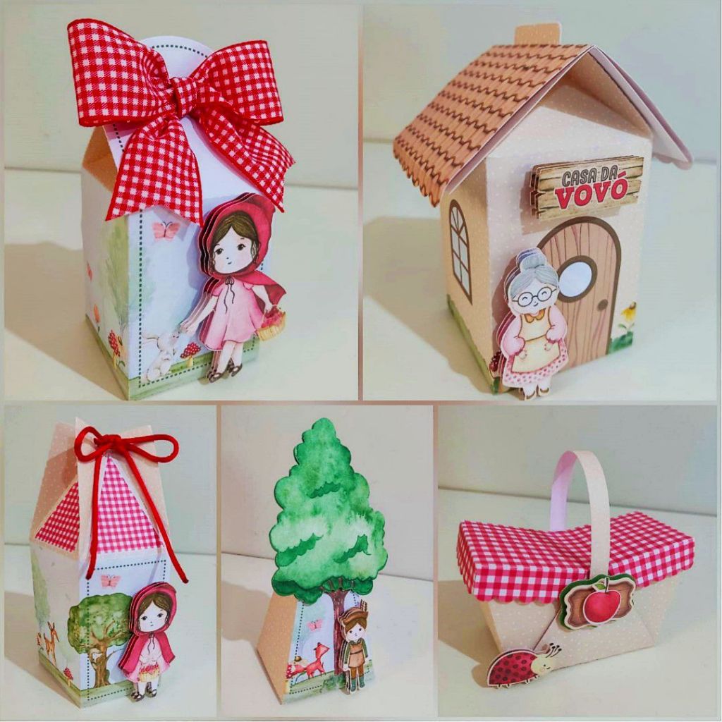 PEGUE E MONTE |Kit Festa Infantil Chapeuzinho vermelho | Lembrancinha Aniversário | Caixinhas Personalizadas