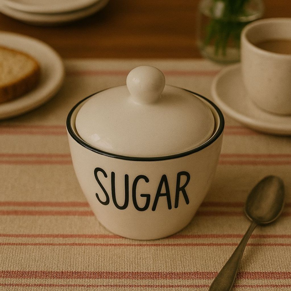 Açucareiro em Porcelana 200ml Sugar Filete Preto - Vencedor
