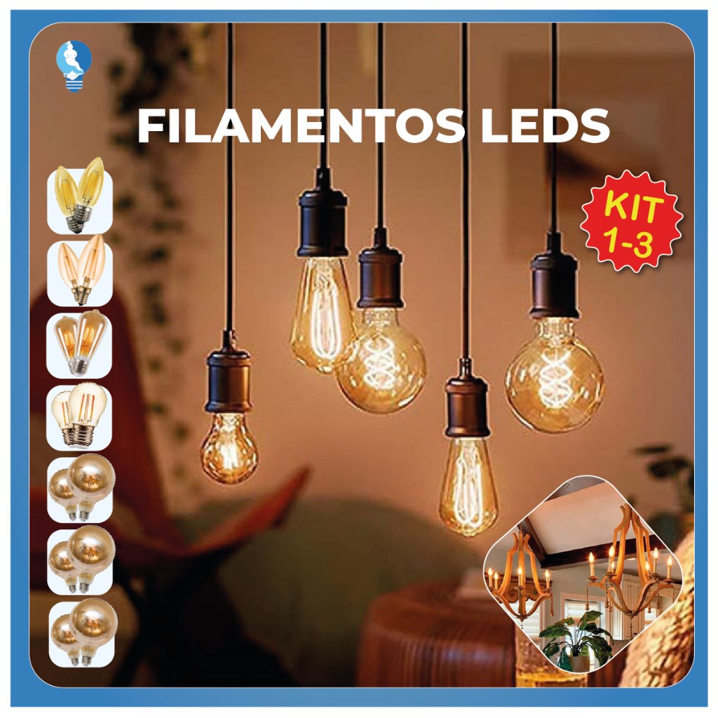 Lâmpada Filamento Vela Led Luz Quente C35 G80 G95 G125 G45 ST64 Ambar Retro Vintage 110V-220V Bivolt em Oferta na Shopee