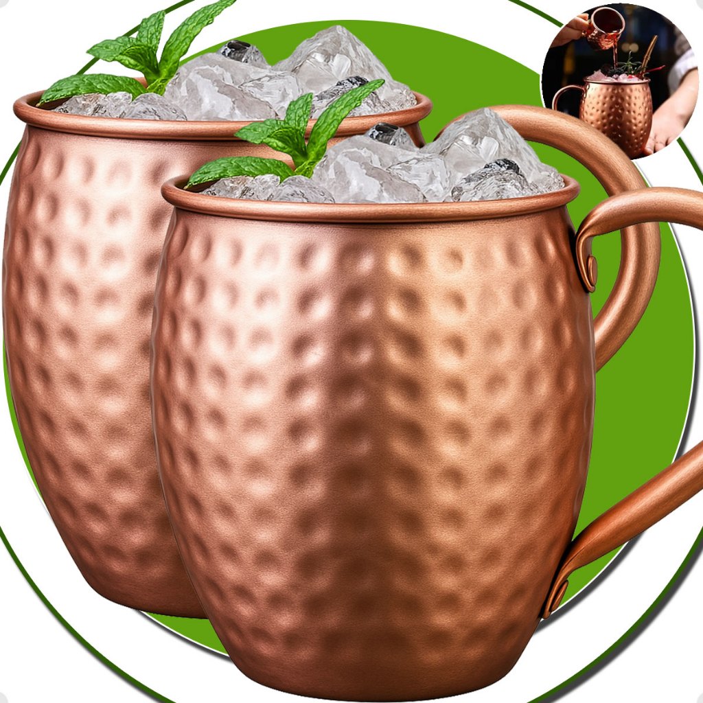 Kit 2 Caneca Copo Moscow Mule Alumínio Martelada Cobre Bares Aniversario Festas Eventos 450ml