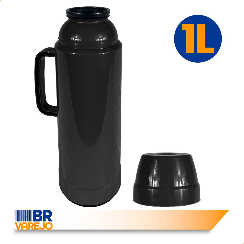 Garrafa Térmica Mor 1 Litro Preta Use Inverno Café Chimarrão Resistente — imagem 2 de 2