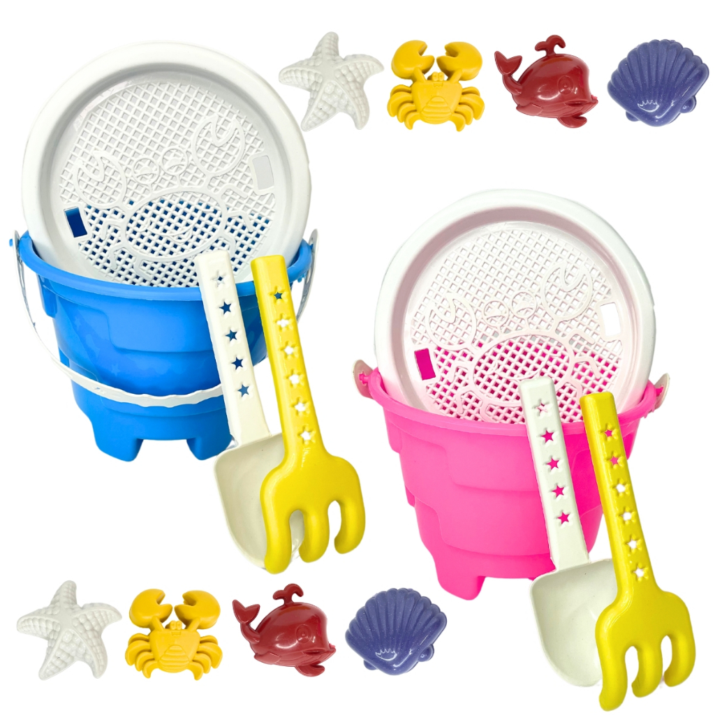 Kit 2 Baldes Castelinho de Areia Praia Piscina Infantil Brinquedo Baldinho de Praia + 10 ou 14 Acessórios em Oferta na Shopee