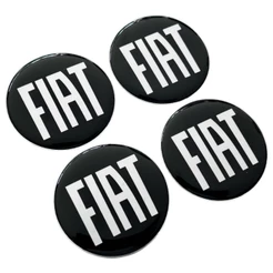Kit Jogo Emblema Calota Automotivo Adesivo Auto Colante Fiat Preto 45mm