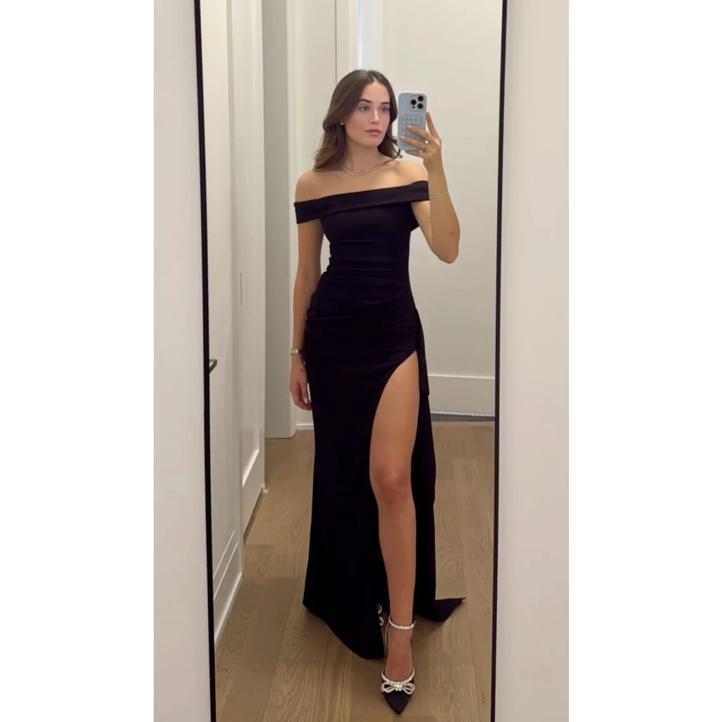 Vestido Feminino Moda Festa Com Fenda Estiloso Elegante Tendência — imagem 1
