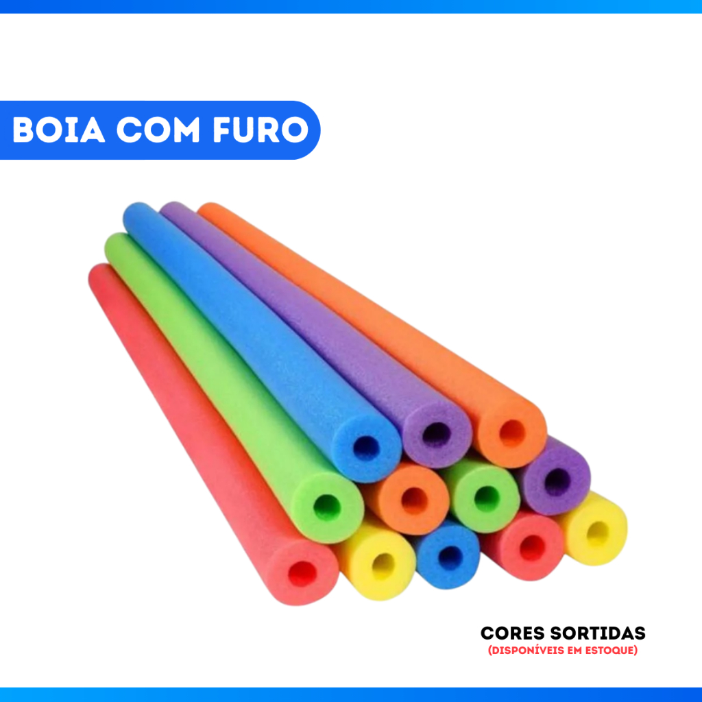 Kit 08 Boia Espaguetes Para Piscina Macarrão Colorido Sortido C/ Furo