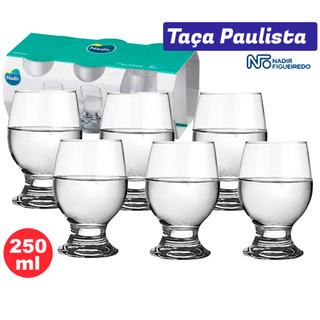 Jogo 06 Taças Copo Chiques 250ml Paulista Drink Vidro Água Cerveja Vinho Suco Refrigerante