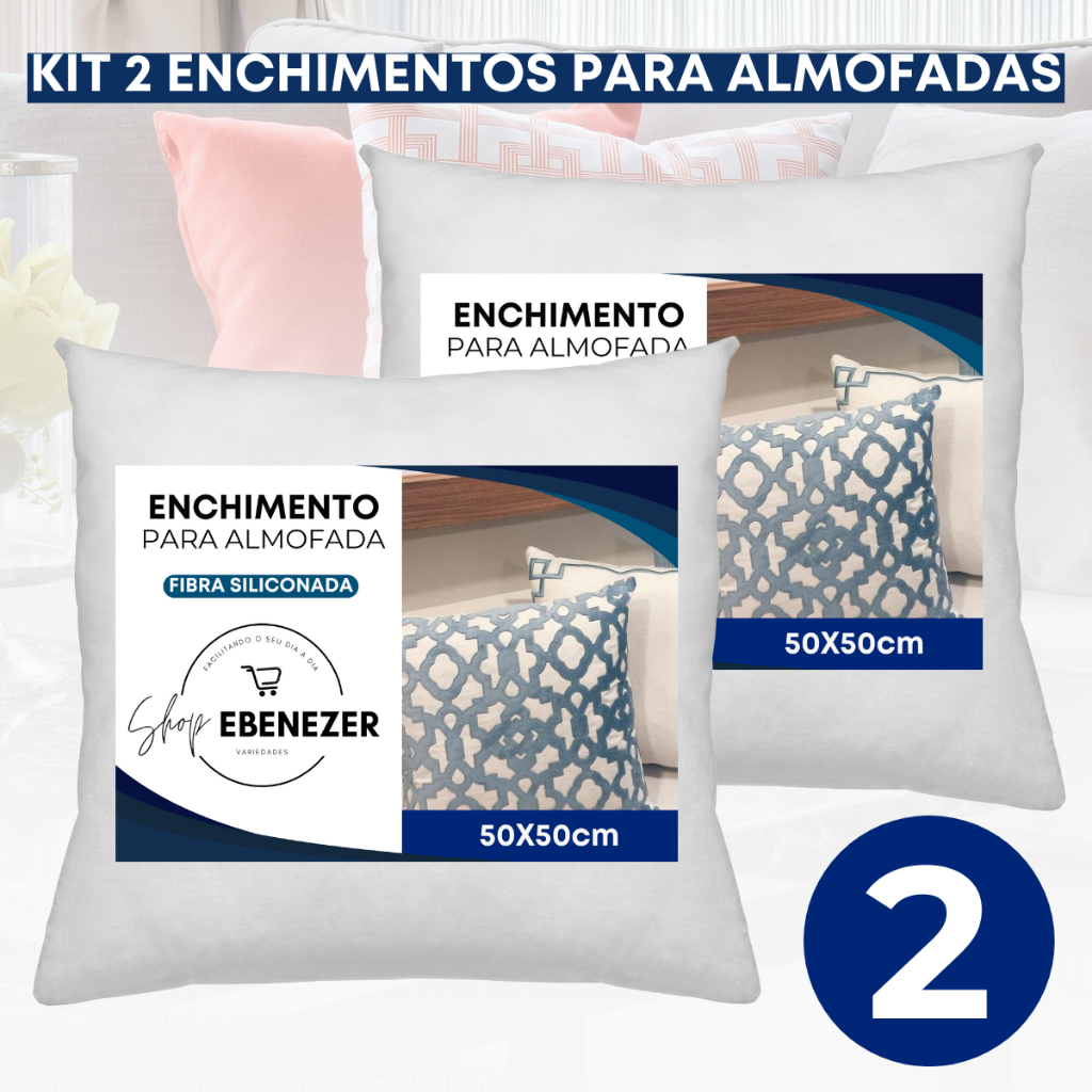 2un Refil Enchimento De Almofada 50x50cm Fibra Siliconada Antialérgico Antiácaro Extra Macio Premium