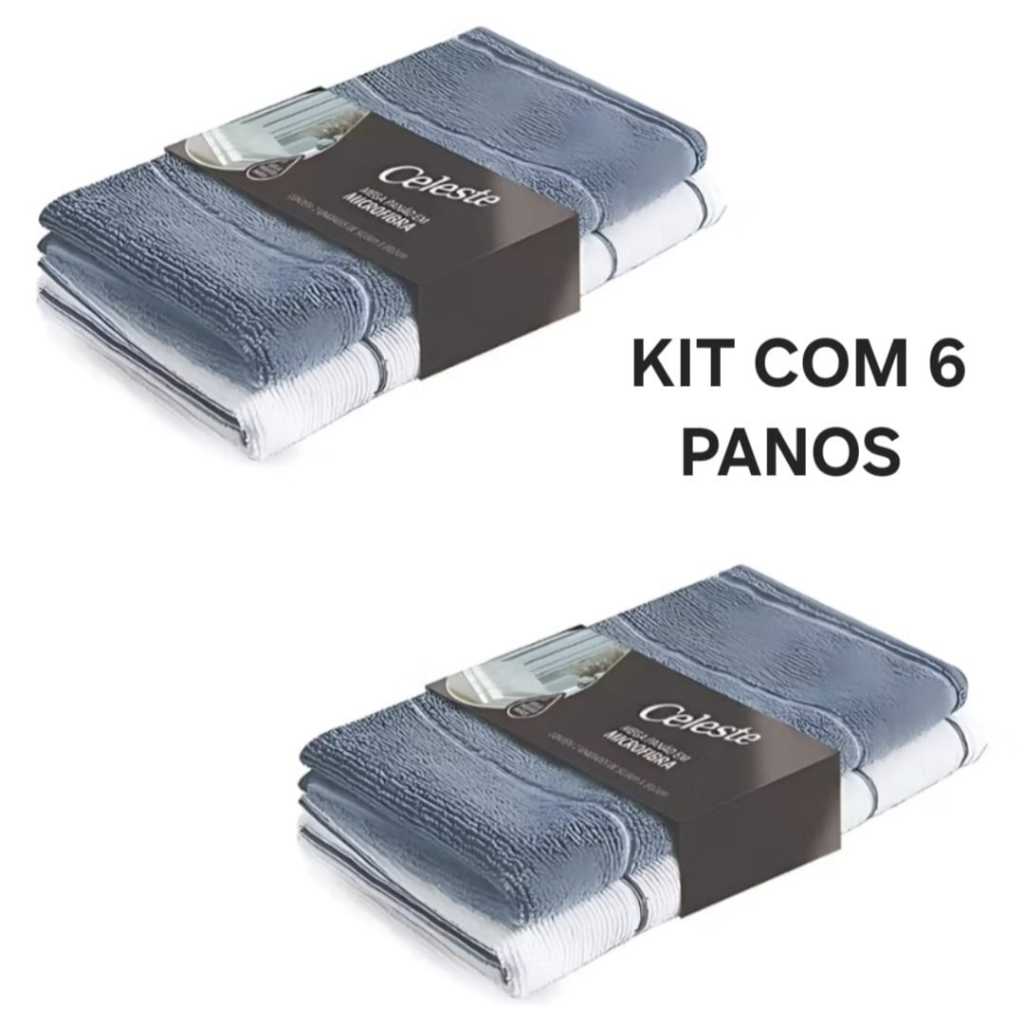 Kit com 6 Mega Panao Super  50 X 80 Cm  Alta Qualidade Absorvente Seca  Chao Pano  De Limpeza Microfibra em Oferta na Shopee