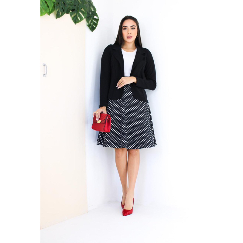 KIT BLAZER MODA FEMININA + SAIA GODE MALHA OUTONO INVERNO CHIC