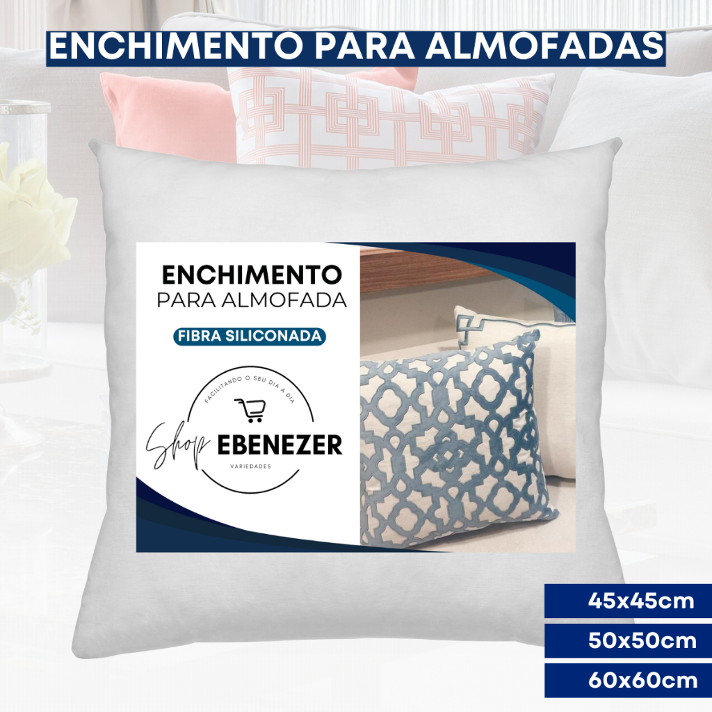 Kit Enchimentos De Almofada Fibra Siliconada 45x45, 50x50 e 60x60 Extra Macio Resistente