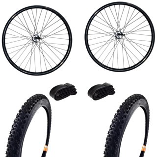 Par Rodas Bike Aro 29 Mtb Cubo K7 C/ Pneu+Câmara Alumínio Centrada e Raiada p/ Ciclismo