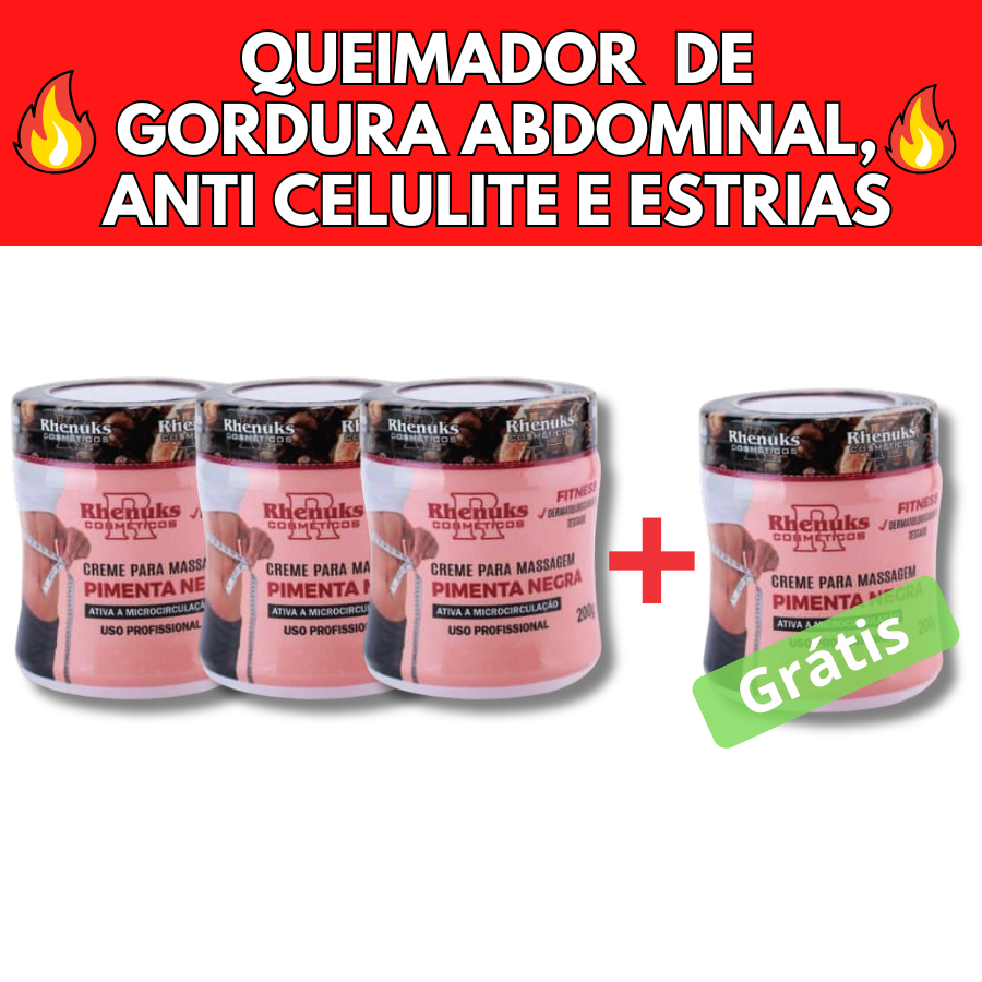Kit 4 Gel Creme Massageador Pimenta Negra Rhenuks em Oferta na Shopee