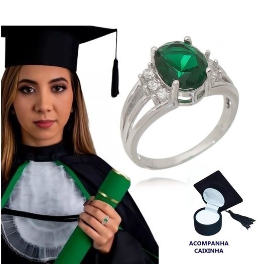Anel De Formatura Verde Esmeralda curso Técnico De Enfermagem
