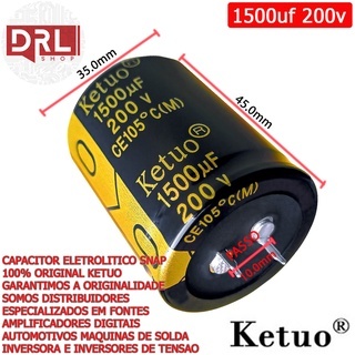 Detalhes do Kit 2 Capacitor 1500uf 200v 105° Ketuo Solda Inversora
