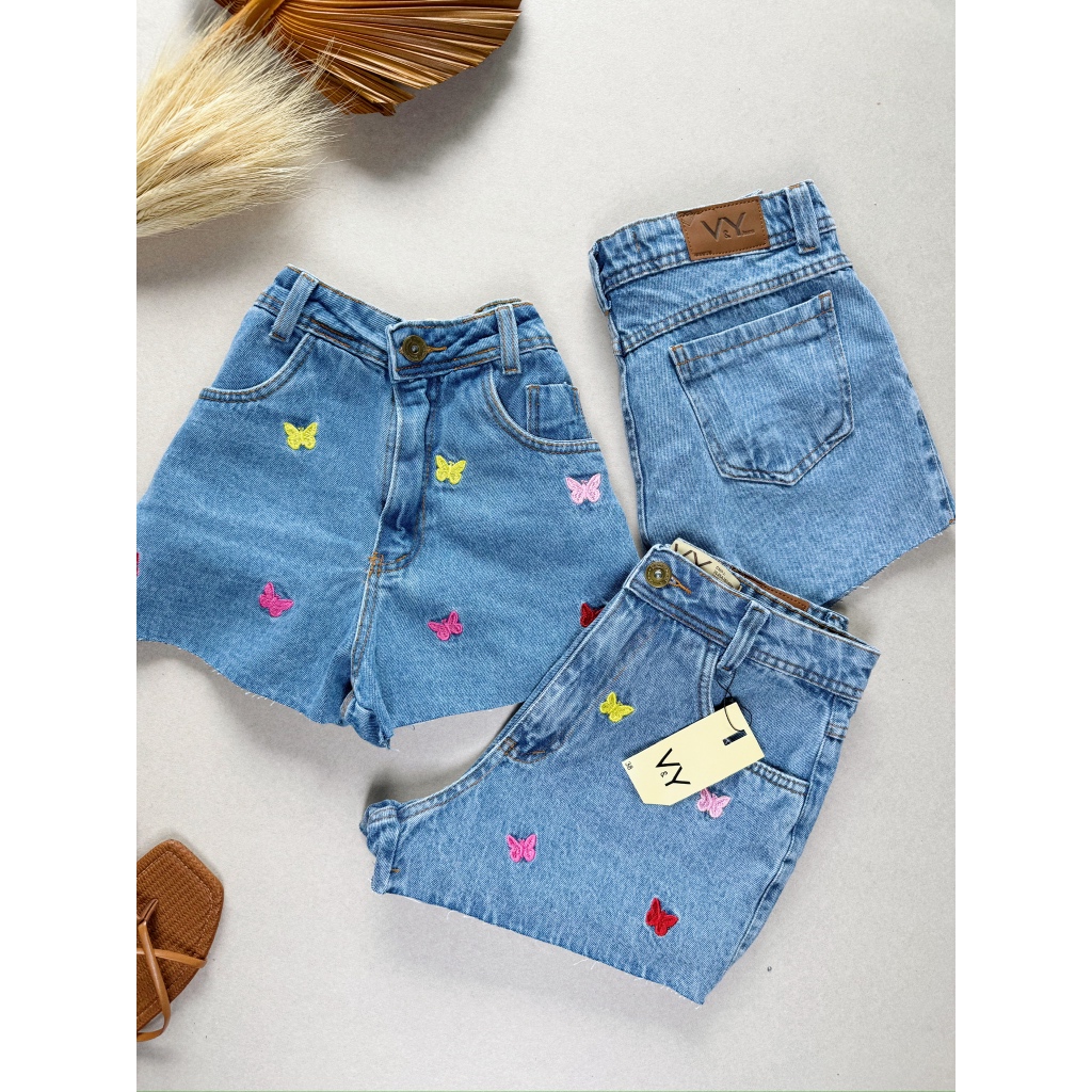 Short Jeans Feminino Borboleta Melhor Qualidade em Oferta na Shopee