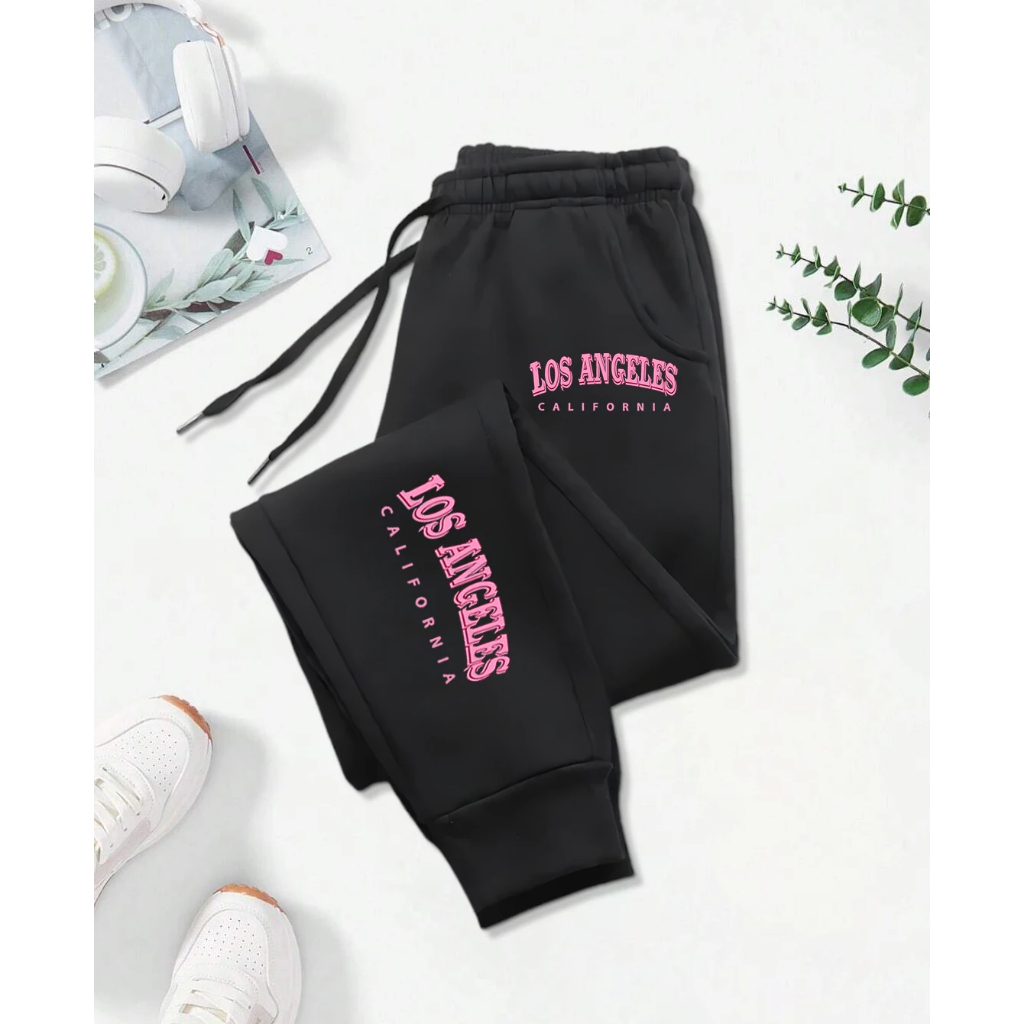 Calça Moletom Unissex Los Angeles Califórnia Moda Gringa Confortável Flanelada