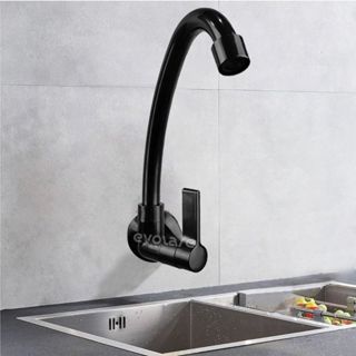 Torneira de Instalação na Parede para Cozinha ou Banheiro - 1/4 de Volta em ABS Preto em Oferta na Shopee