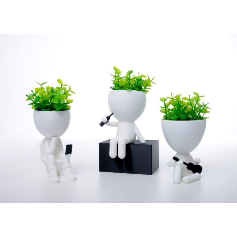 Kit 3 Mini Vasinhos com flor artificial inclusa Vinh.o Robert para Decoração decorativo de plástico tamanho mini