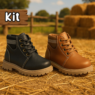 Kit 2 Pares Bota Infantil Menino Coturno Tamanho 22 ao 27