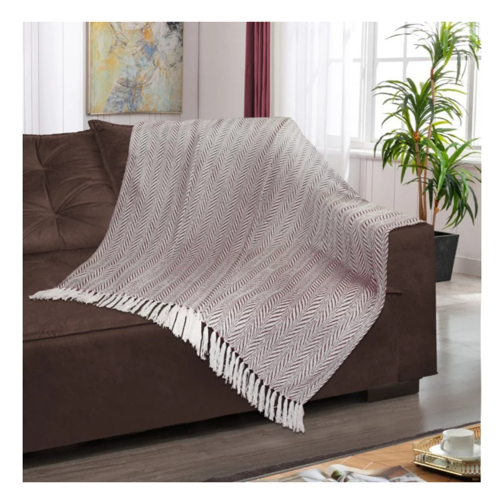 Manta Para Sofá Decorativa Algodão 1,45m X 2,50m Grande