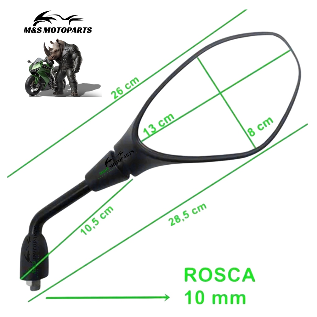 Retrovisor BMW Fixo Haste Curta Rosca Moto Yamaha - Retrovisor FACTOR DX, Mt-03, Mt-07 · foto 2