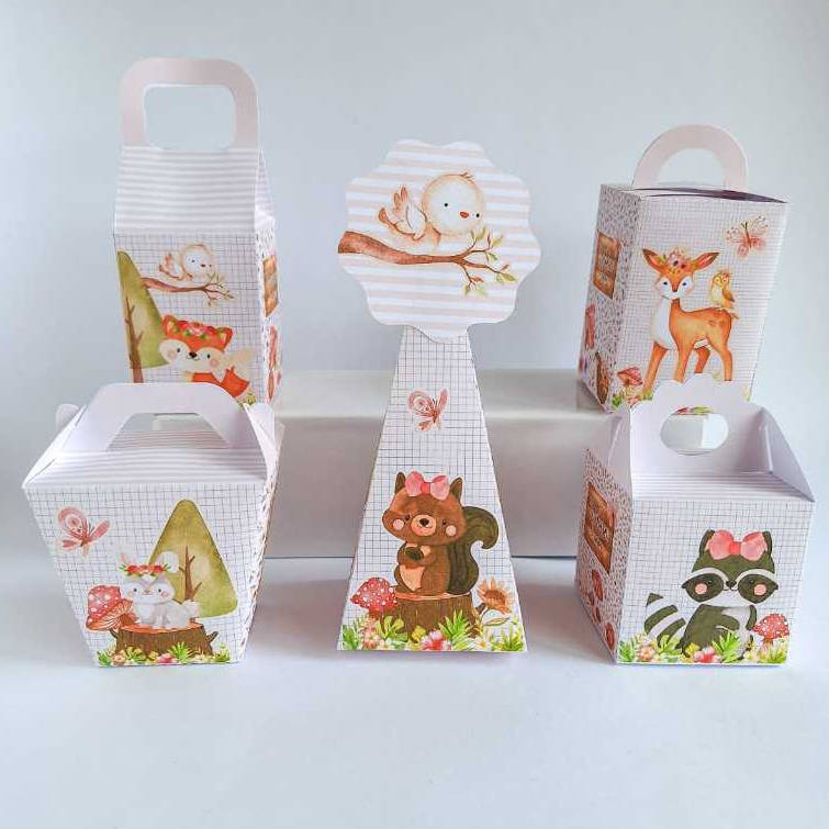 Kit festa- lembrancinhas personalizadas Bosque menina - caixinhas - papelaria - aniversário