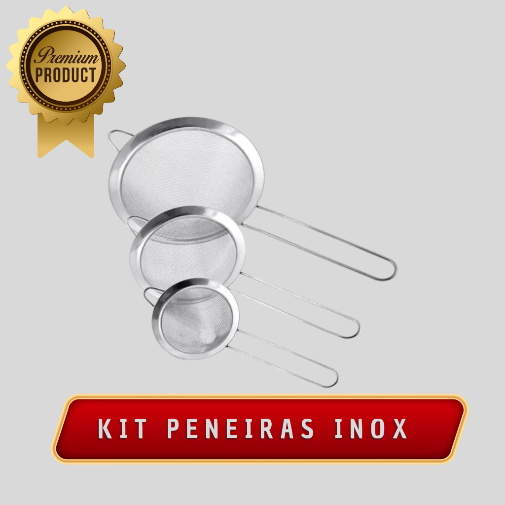 Kit 3 Peneira Coador Aço Inoxidável De 3 Tamanhos Cozinha Utilidades