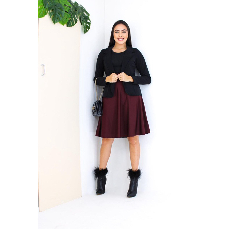Conjunto Feminino Saia Midi Gode  e Blazer, Social Moda Evangélica