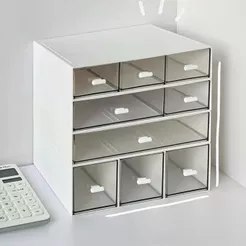 Organizador Gaveta Armazenamento Mesa Empilhável de Plástico Porta Treco Multiuso Escritório