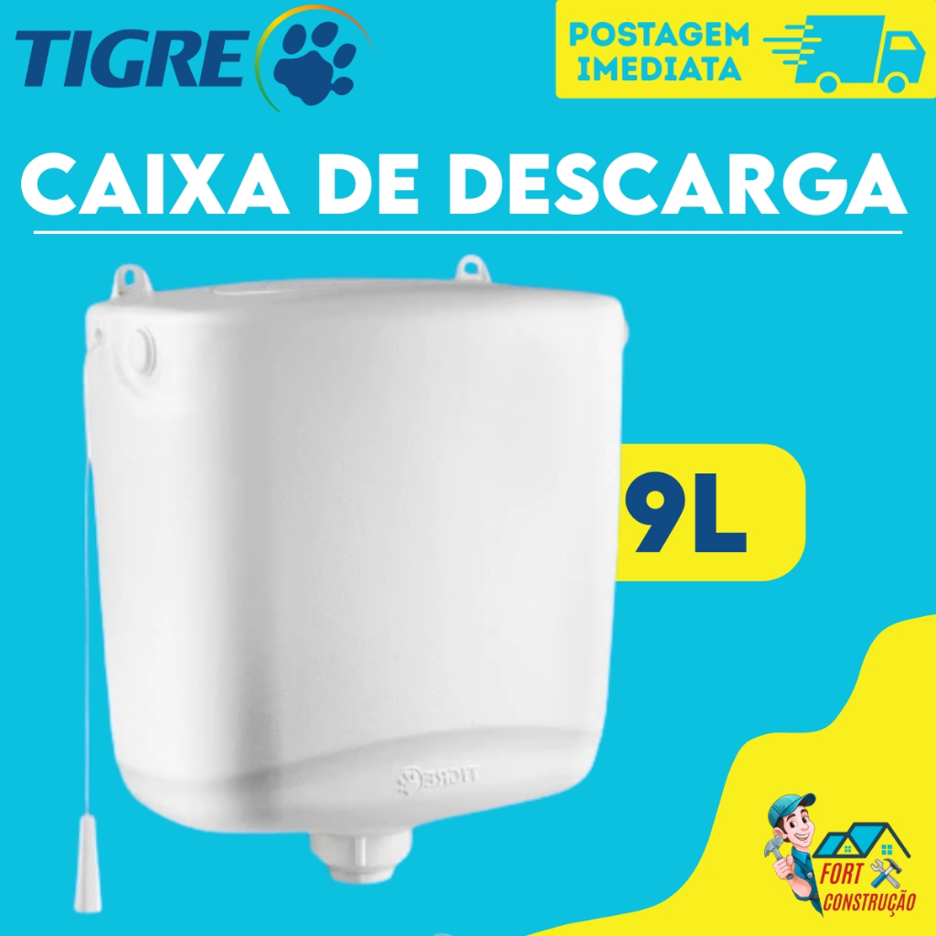 Caixa de Descarga Tigre Branca 9 Litros – Alta Qualidade e Economia de Água em Oferta na Shopee