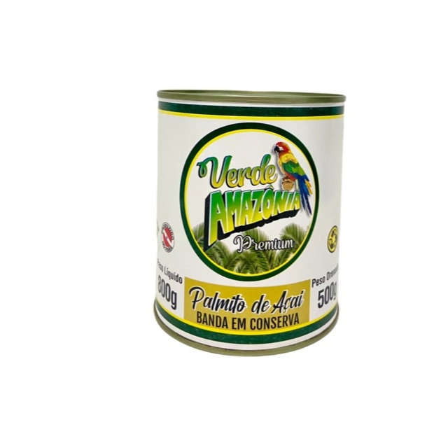 Palmito de Açaí Banda em Lata 500g Verde Amazônia