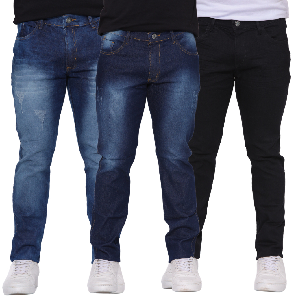 Kit até 3 Calça Plus Size Masculina Jeans Skinny com Lycra Preço Atacado