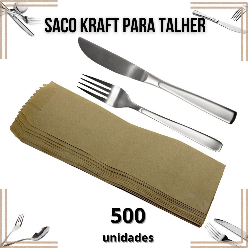 500 SACO PARA TALHER  KRAFT IMPRESSA PARA DELIVERY, RESTAURANTE, LANCHONETE em Oferta na Shopee
