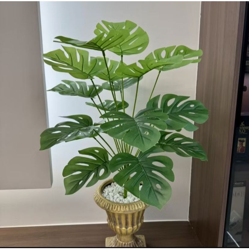 18 Folhas Costela De Adão Artificial Buquê Alt 60 Cm