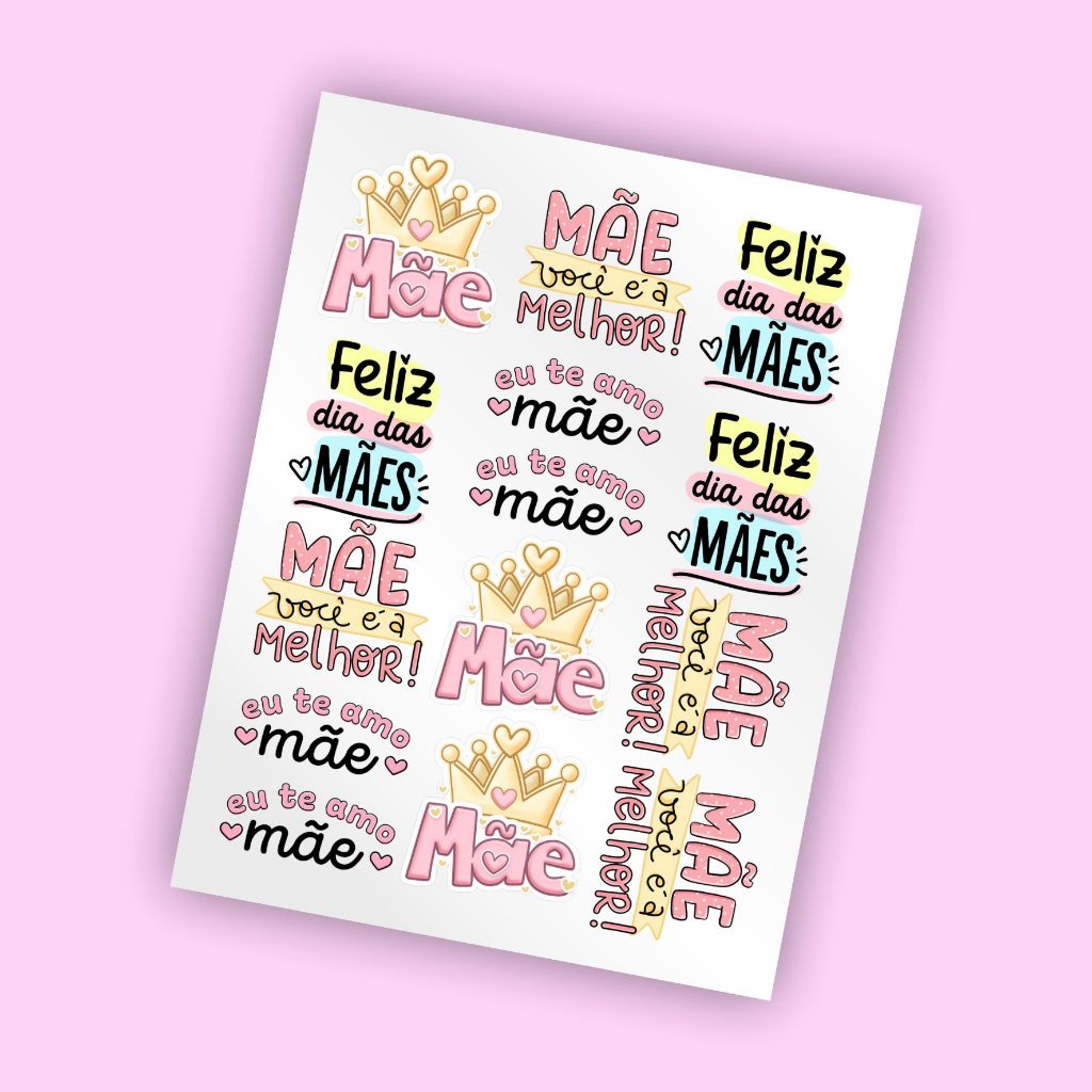 Folha DTF UV A4 - DIA DAS MÃES - Adesivo para aplicar em Copos, canecas e brindes em geral.