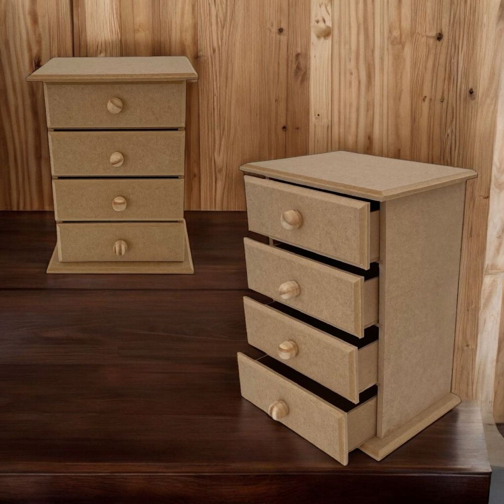 Organizador 4 gavetas gaveteiro MDF Cru porta jóias Bijuterias Acessórios Miçangas em Oferta na Shopee
