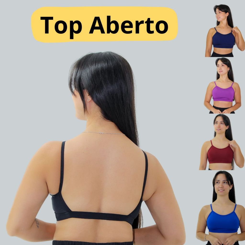 Top Fitness Costas Nua Alças Finas Academia em Suplex