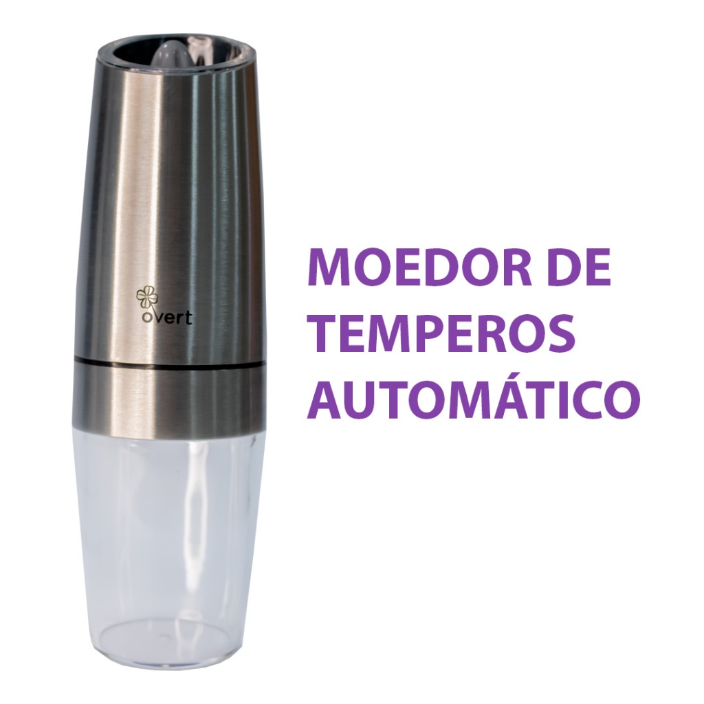 Moedor de Pimenta e Temperos Elétrico Automático em Aço Inox Overt Sensor Led