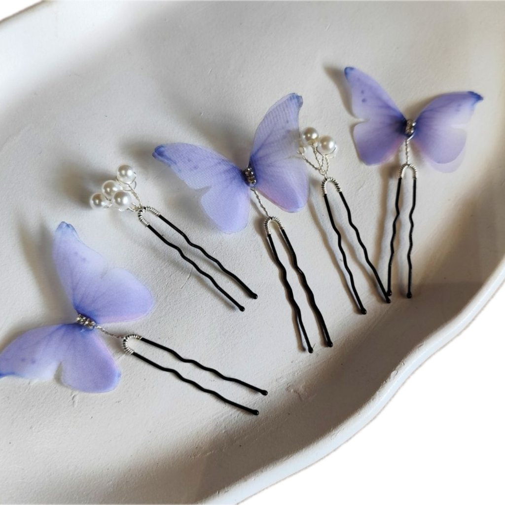 Arranjo de Cabelo Grampos Borboleta e Perola Infantil