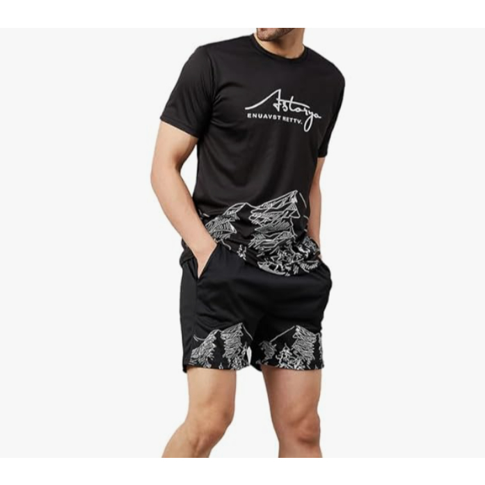 Cromado & Coral Mantenha-se na Moda com Nosso Design Estampado Elegante e Único Conjunto Coordenado Para Homens
