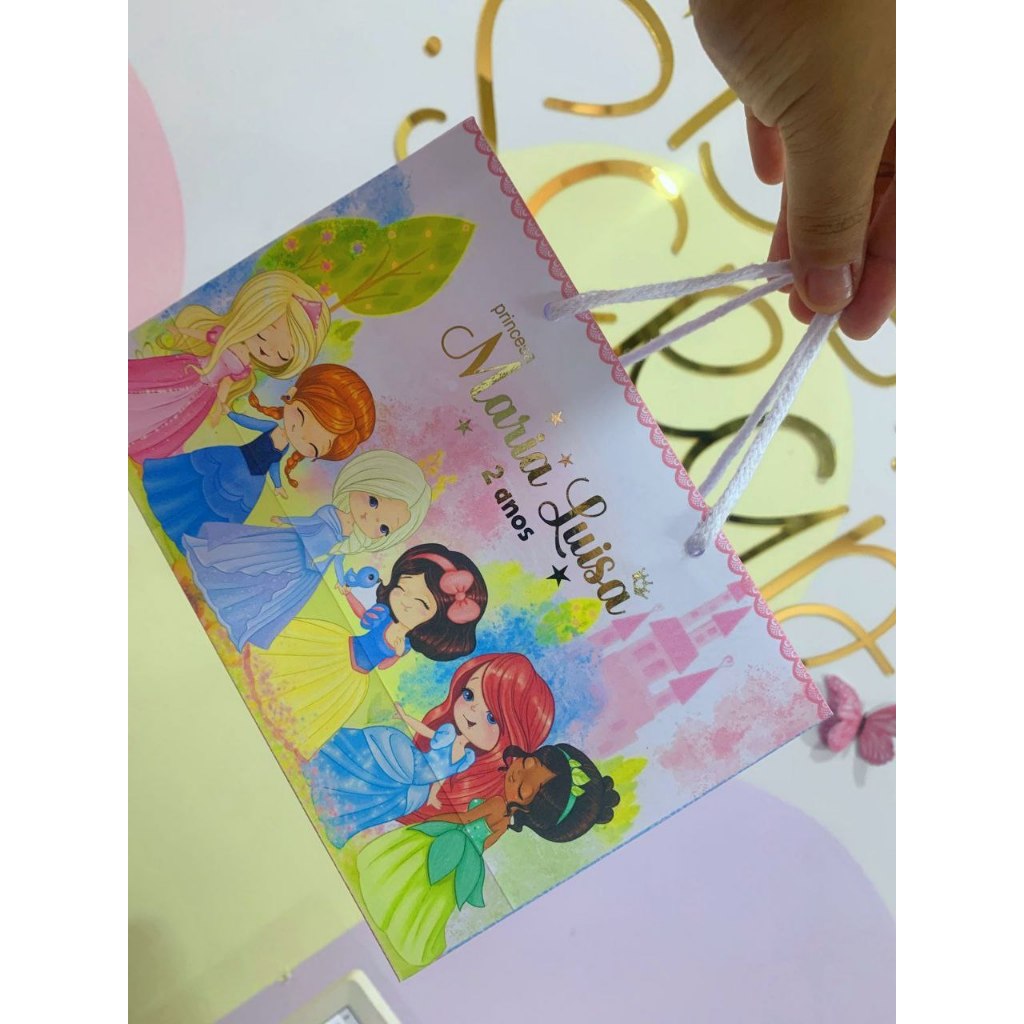 Sacolinha Princesas Cut / Personalizados/Lembracinhas/Disney/Sacolinhas/ Festa/aniversário